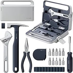 Photo 1 of HOTO 16-Piece Home Tool Kit, Basic Hand Tool Set with Storage Box – Includes Screwdriver, Wrench, Hammer, Tape Measure, Plier – Ideal for Household, Garage, Office, Dorm Repairs & DIY Projects
