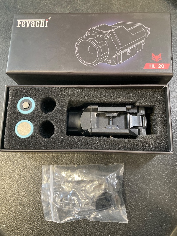 Photo 1 of Feyachi HL-20 Pistol Light 1500 Lumen Upgrade LED Weapon Light Compact Rail Mounted Handgun Tactical Flashlight Rail Locating Keys for Picatinny, Black