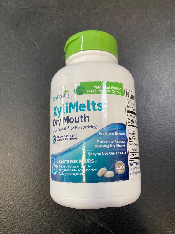 Photo 1 of Oracoat XyliMelts for Dry Mouth Night Time or Day - Moisturizing Dry Mouth Adhering Discs, Sugar Free with Xylitol, 230 Count, Mint Flavor, 8-Hour Relief