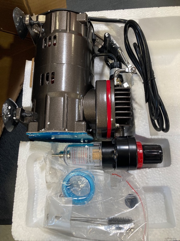 Photo 1 of VIVOHOME Airbrush Kit with 1/5 HP Air Compressor and 3 Dual Action Professional Airbrush Gun, Gravity and Siphon Feed, Quiet Air Brush Paint Set with Holder, Color Wheel, Cleaning Brush, 2 Cup