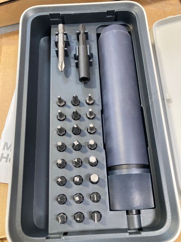 Photo 1 of HOTO Electric Screwdriver Kit, 25-Piece Upgraded Bit Set, 3.6V Cordless Screwdriver Rechargeable, Magnetic Case Lid, 3 Torque Settings, 1500mAh Battery, LED Light for Furniture/Electrical Repairs