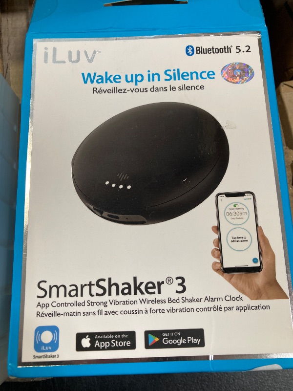 Photo 1 of iLuv Smart Shaker, Wireless Shaker for Hearing Impaired & Heavy Sleepers, 20 Alarms, Call & App Alerts, Bluetooth, Rechargable Battery, Auto DST, iOS & Android Compatible