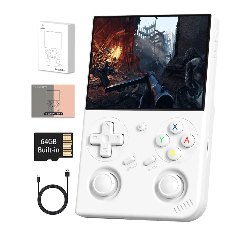 Photo 1 of RG 35XXPro Handheld Game Consoles Linux 64-bit System Portable Pocket Arcade Support 30+ Simulators WiFi Bluetooth HD Output White