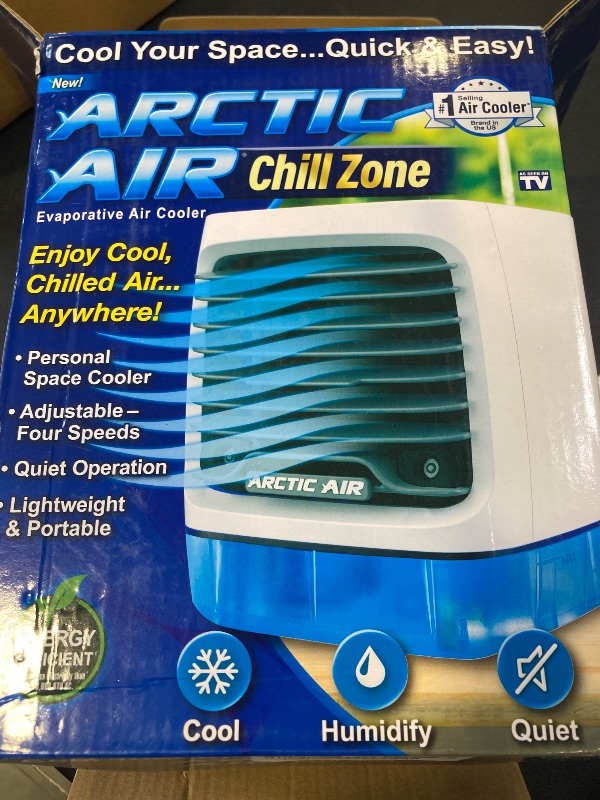 Photo 1 of Arctic Air Chill Zone Evaporative Cooler with Hydro-Chill Technology, Portable Fan with 4 Adjustable Speeds, 8-Hour Cooling, Fan for Bedroom, Living Room, Basement, Office & More