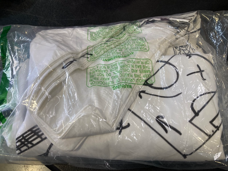 Photo 1 of 100% Organic Cotton Football Comforter Cover, Hand Drawn Sketch Soccer Flag Network Team Sports Duvet Cover for Boys Teens Men, Decorative 2 Piece Bedding Set, Twin Size, White Black, No Comforter