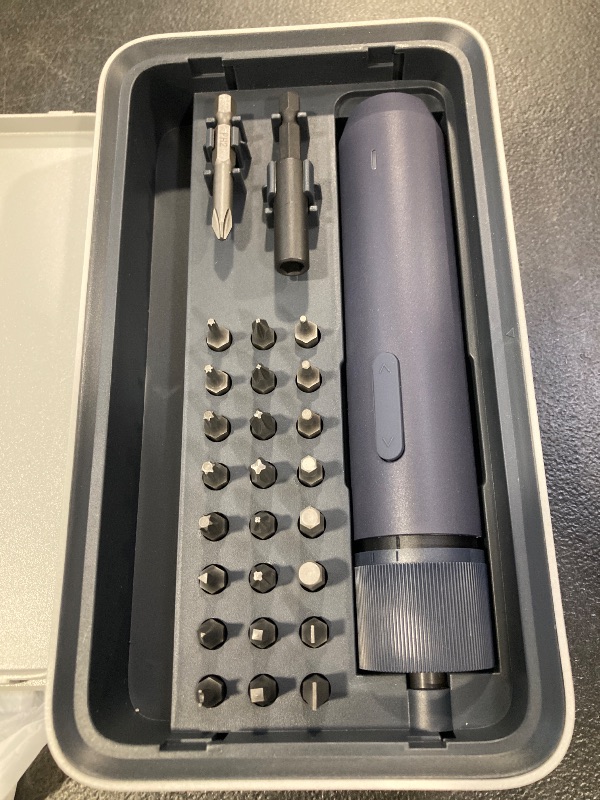 Photo 1 of HOTO Electric Screwdriver Kit, 25-Piece Upgraded Bit Set, 3.6V Cordless Screwdriver Rechargeable, Magnetic Case Lid, 3 Torque Settings, 1500mAh Battery, LED Light for Furniture/Electrical Repairs