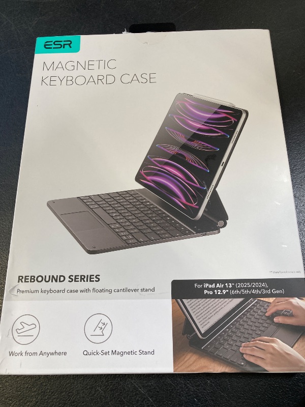 Photo 1 of ESR iPad Air 13 Inch Case Keyboard (M3/M2, 2025/2024) & iPad Pro 12.9 inch (3/4/5/6th Gen) Magic Keyboard, Easy-Set Floating Cantilever Stand, Precision Multi-Touch Trackpad, Rebound Series, Black