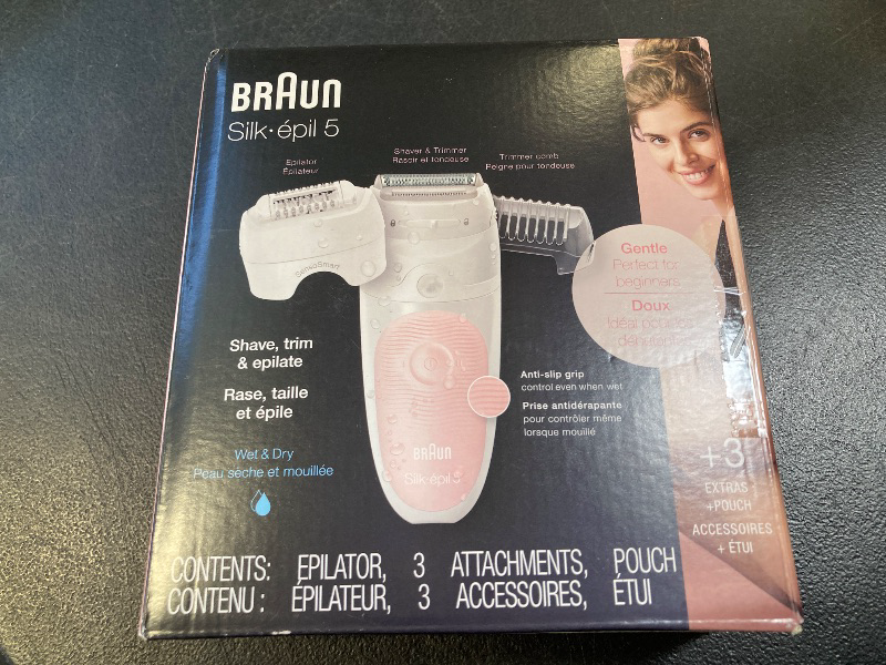 Photo 1 of Braun Epilator Silk-épil 5 5-620, Hair Removal Device, Epilator for Women, Shaver & Trimmer, Cordless, Rechargeable, Wet & Dry, 6 Piece Set