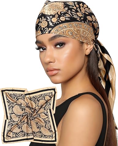 Photo 1 of AWAYTR 35” Satin Head Scarf for Women Like Silk Scarf for Hair Scarf Satin Hair Bandana Women Headscarf Hair Wrap Scarf Neck