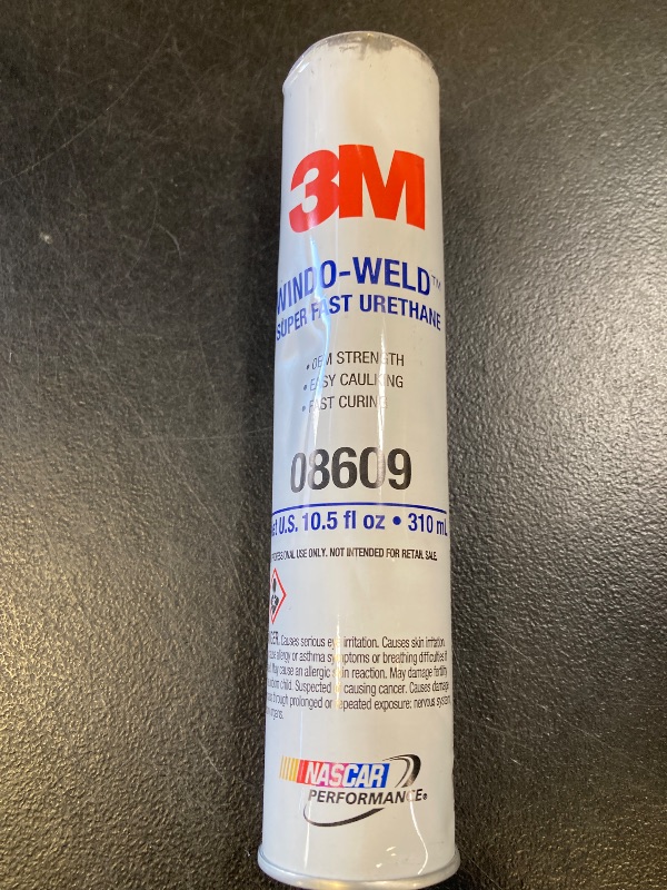 Photo 1 of 3M 08609 Window-Weld Super Fast Urethane Windshield Adhesive, High-Strength Fast-Curing One-Part Auto Glass Sealant, 10.5 fl oz (310 mL) Cartridge, Black
