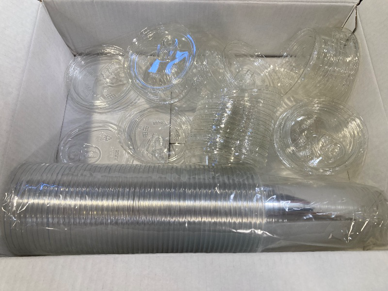 Photo 1 of Dealusy 100 Pack - 20 oz Clear Plastic Cups with Lids, Sturdy & Food Safe Iced Coffee Cups with lids, Disposable Plastic Smoothie Cups for Cold Drinks, Sip Lids