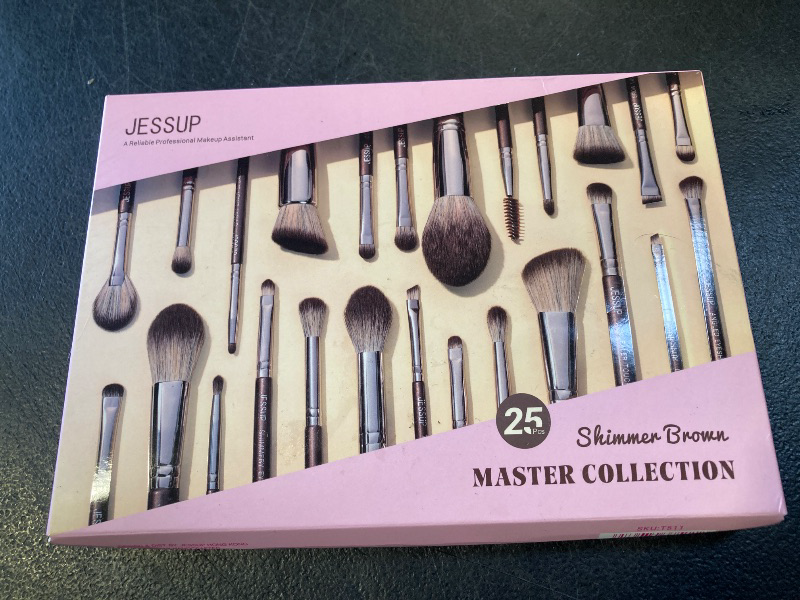 Photo 1 of Jessup Makeup Brushes Set Professional 25pcs Premium Synthetic Make up Brushes for Foundation Eyeshadow Blending Concealer Blush Contour Bronzer Eyeliner Eyebrow, Shimmer Brown T511