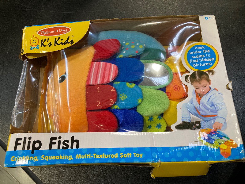 Photo 1 of Melissa & Doug Flip Fish Soft Baby Toy Sensory Tummy Time Toys, Soft Fabric Tag Toy for Babies, Infants