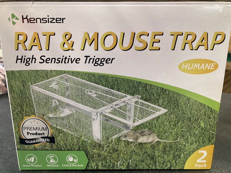Photo 1 of Kensizer 2-Pack Humane Rat Trap, Chipmunk Rodent Trap That Work for Indoor and Outdoor Small Animal - Mouse Voles Hamsters Live Cage Catch and Release