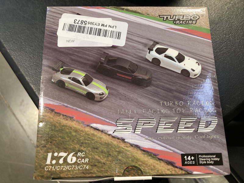Photo 1 of FLYCOLOR Turbo RC 1:76 Mini Sports Car 4CH 2.4GHZ Remote Control Full Proportional RTR Kit with 2 Replaceable Body Shell (C74-Black)