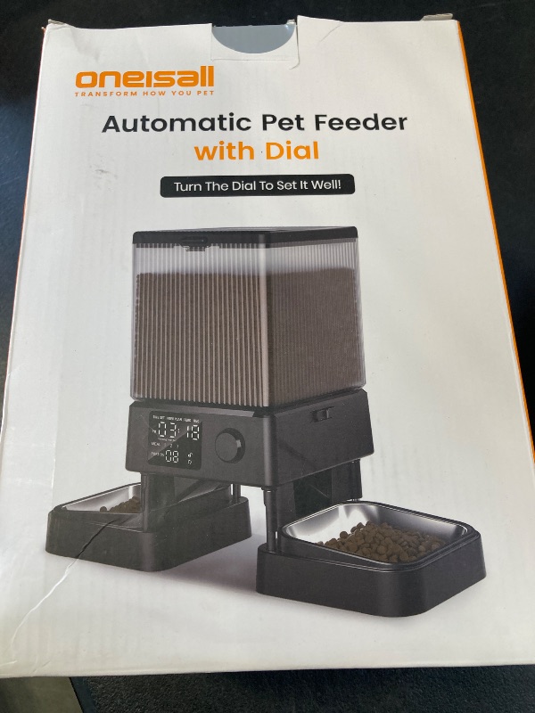 Photo 1 of oneisall Automatic Cat Feeder for 2 Cats, 20 Cups/5L Automatic Cat Food Dispenser for Small Pets Indoor, Timed Cat Feeder for Dry Food