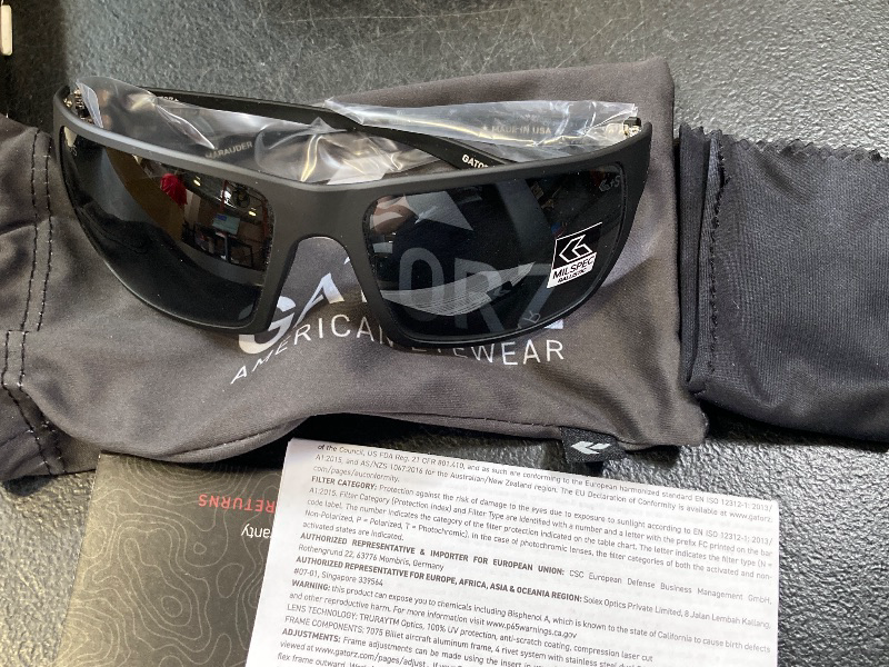 Photo 1 of Gatorz Eyewear MISPEC Ballistic ANSI Z87.1 Marauder Sunglasses - Black Cerakote with Black Logo Smoke Lens - GZ-12-401
