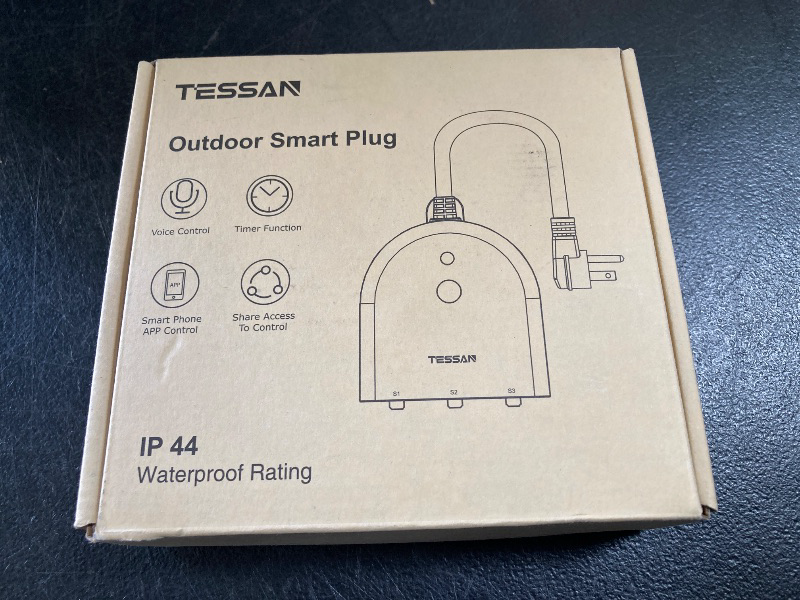 Photo 1 of Outdoor Smart Plug Waterproof, TESSAN WiFi Smart Outlet Switch with 3 Individual Sockets Compatible with Alexa Google Home, Remote Control and Timer Function, 2.4GHz Wi-Fi Only