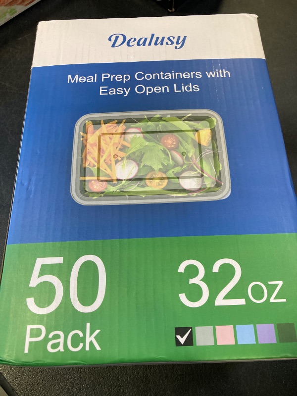 Photo 1 of 50 Pack (100-Piece) 32 oz Meal Prep Containers Reusable with Easy Open Lids, Sturdy Leakproof Food Safe, Microwave Freezer Dishwasher Safe, To Go Take Out Plastic Food Storage Pans with Lids, Black