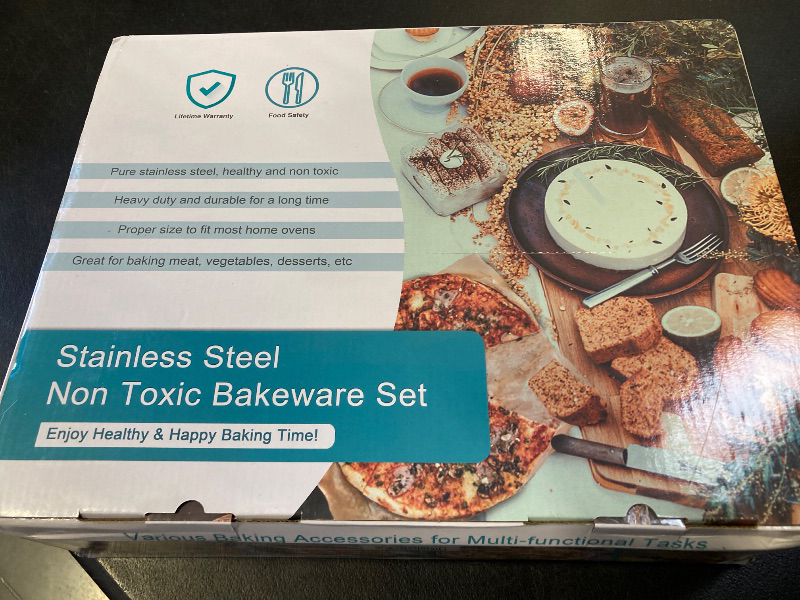 Photo 1 of TeamFar Bakeware Sets of 7, Stainless Steel Bakeware Sets for Oven, Baking Sheet & Toaster Oven Pan, Square & Round Cake Pan, Muffin Pan & Loaf Pan, Lasagna Pan, Healthy & Sturdy, Dishwasher Safe