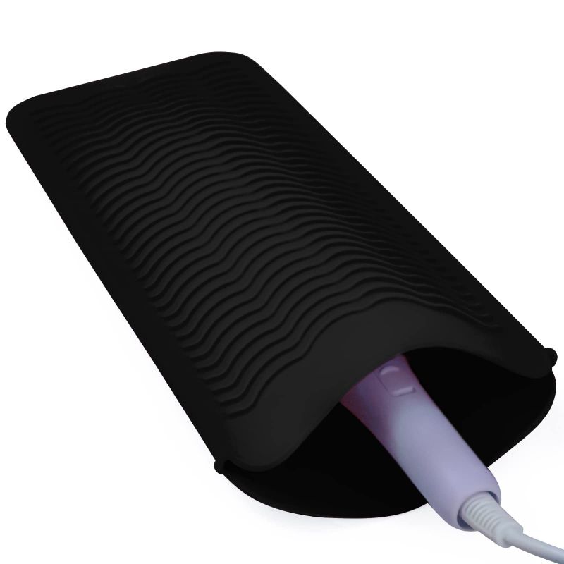 Photo 1 of 1Pack Silicone Heat Resistant Mat Pouch for Hair Straightener, Curling Iron, Flat Iron and Hot Hair Tools Black