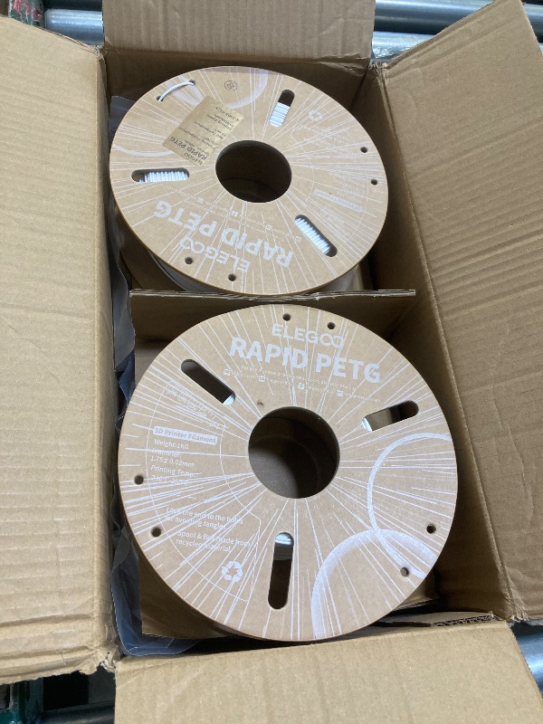 Photo 1 of ELEGOO Rapid PETG Filament 1.75mm White 4KG, High Speed 30-600mm/s 3D Printer Filament Dimensional Accuracy +/- 0.02 mm, 1kg Cardboard Spool(2.2lbs) Fits for Most FDM 3D Printers