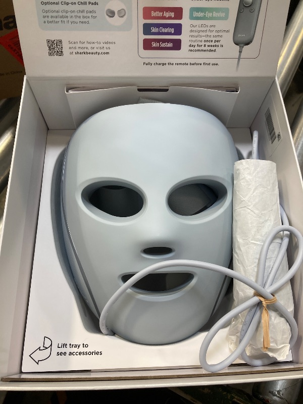 Photo 1 of Shark CryoGlow LED Face Mask with Under-Eye Cooling, Anti-Ageing & Blemish Repair, Red & Blue LED, Infrared Light Therapy, USB-C, Remote Control, Storage Bag, Blue Frost, FW312