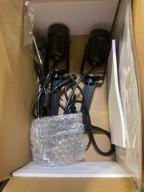 Photo 1 of SUNTHIN Outdoor Landscape Lighting, 2 Pack Outdoor Spot Lights with Transformer for Yard, Plant, Lawn, Tree, Flags, House, Garden, Fence Use, IP65 Waterproof & Connectable