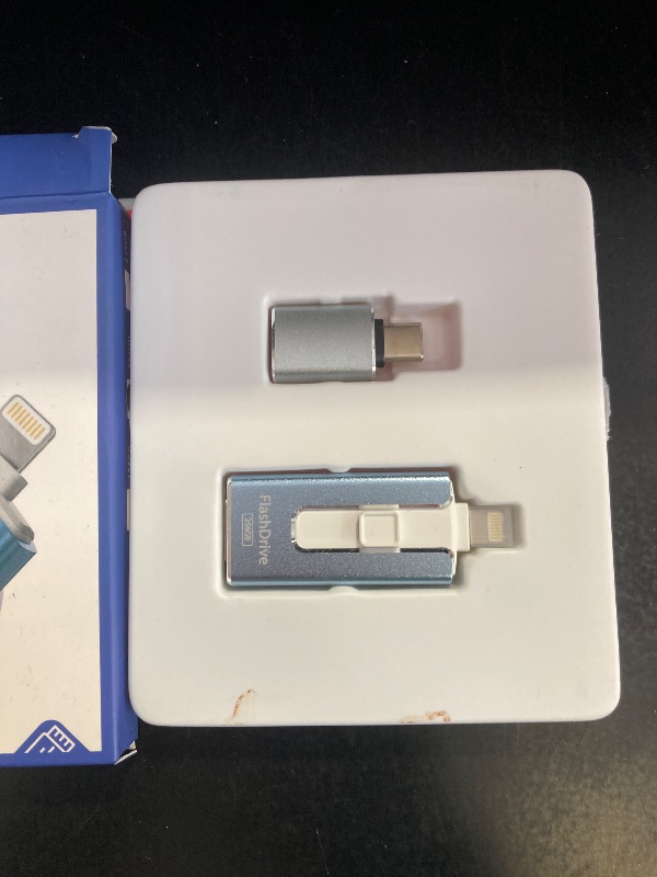 Photo 1 of MFi Certified 256GB Flash Drive for iPhone iPad, Photo Stick for External Memory Storage, Easily Back Up and Save Photos Videos, USB Memory Stick Thumb Drive for iPhone/iPad/Android/PC (Blue, 256GB)