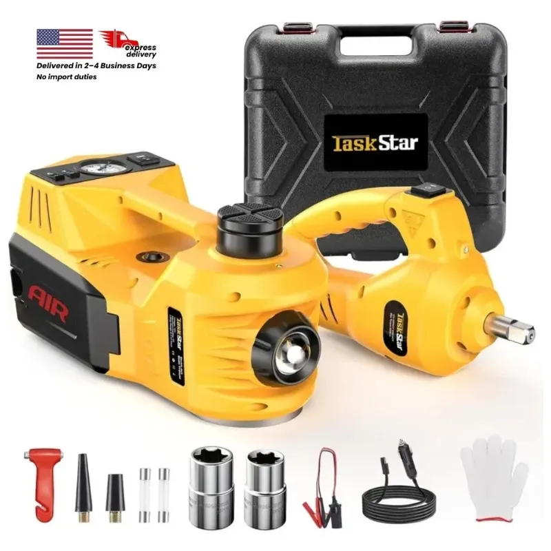 Photo 1 of Electric Hydraulic Car Floor Jack 5 Ton 12V w/Impact Wrench &Tire Inflator Pump