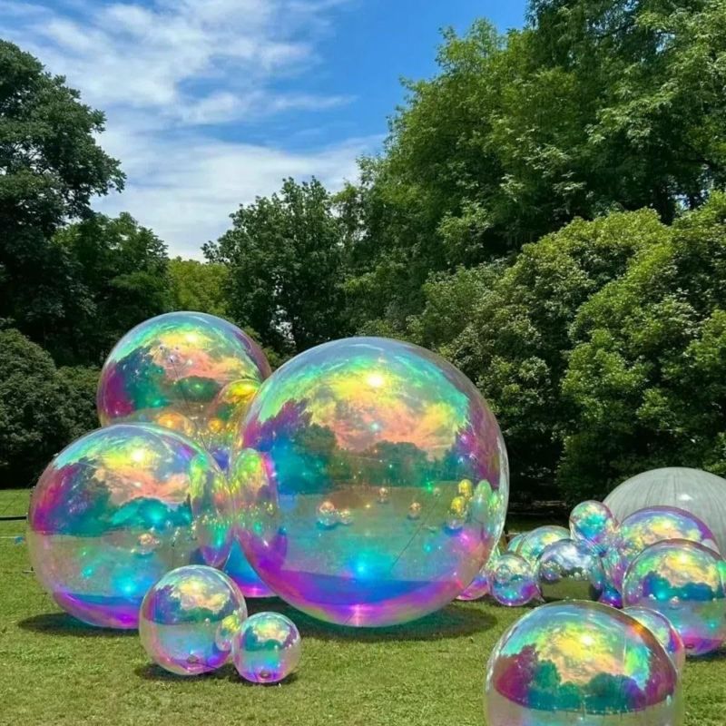 Photo 1 of Inflatable Mirror Ball Set, 6-Piece Airtight Big Shiny Balls Large Hanging & Standing Inflatable Disco Ball Disco Ball with 1200W Electric Pump for Party, Wedding, Pool, Events (Iridescent)
