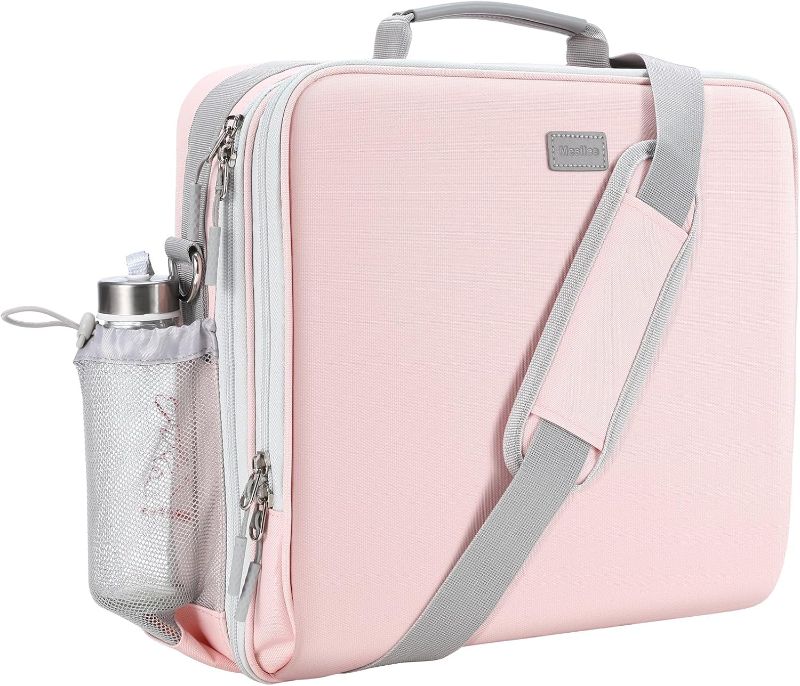 Photo 1 of Zipper Binder, 3 Inch D-Ring 3 Ring with Water Bottle Holder,700 Sheet Capacity-Multiple Pockets,Binder with Strap for School/Office, Fit for 13" Tablet/Laptop,Patent Design-Pink
