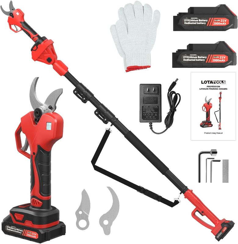 Photo 1 of Electric Pruning Shears with Telescopic Rod, 50mm 1.96" Cutting Diameter Cordless Pruner with 2 Rechargeable Batteries, Tree Branch Cutter with SK7 Blade for Gardening Pruning
