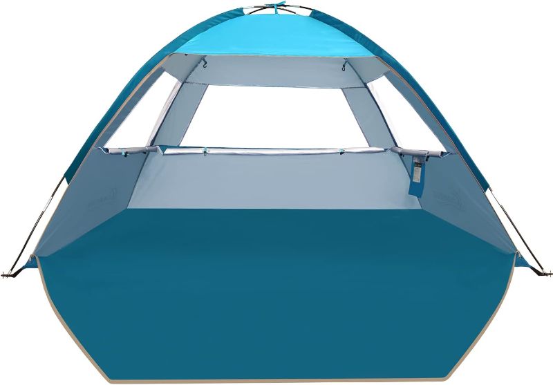 Photo 1 of COMMOUDS Beach Tent Sun Shade for 3/4-5/6-7/8-10 Person, UPF 50+ Beach Sun Shelter Canopy Tent, Lightweight, Easy Set Up and Carry
