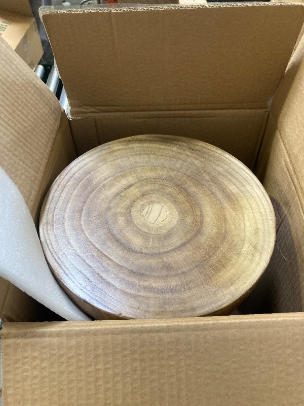 Photo 1 of Athaliah Wooden Tree Stump End Table 15.75" Rustic Wood Side Table Paulownia Wood
