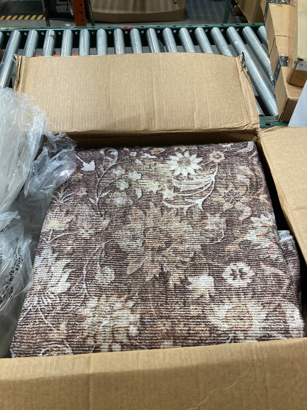 Photo 1 of 8x10 Machine Washable Rugs Brown Hallway Large Area Rug Indoor Accent Rug Floral Low Pile Carpet Soft Throw Aesthetic Rug Bedroom Living Room Office Dining Room Kitchen Laundry Room
