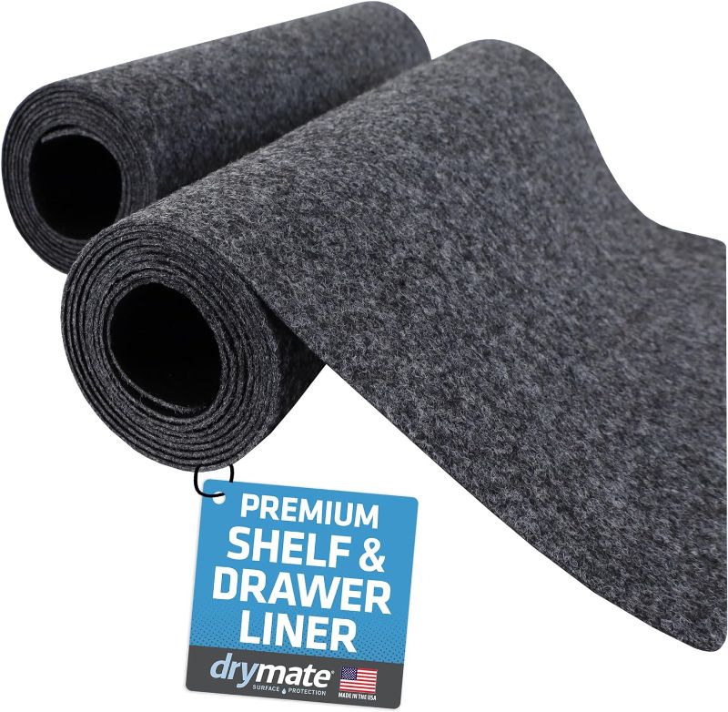 Photo 1 of Drymate Premium Luxury Shelf & Drawer Liner, Thick Cushioned Fabric, Non-Adhesive, Absorbent, Waterproof, Slip-Resistant, Liners for Kitchen Cabinets, Cupboards(Charcoal)
