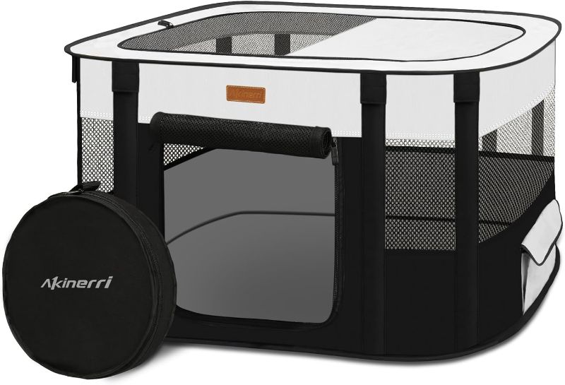 Photo 1 of Dog Playpen - Foldable Cat Play Pens for Pubby, Kitten, Rabbit, Portable Pet Tent with Carring Bag for Indoor/Outdoor Travel Camping (Black-Large)
