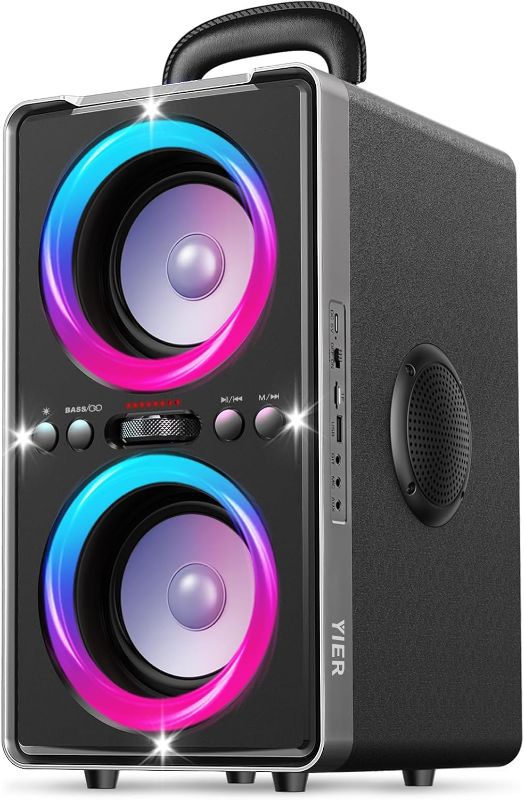Photo 1 of Bluetooth Speaker, 200W(Peak) Loud Stereo with Deep Bass, 20H Playtime, TWS, 30W Fast Charging, Portable Handle, Wireless Large Boombox with LED Light for Party Outdoor Backyard Beach
