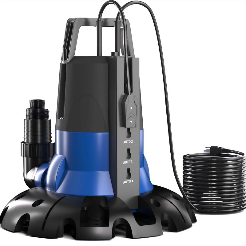 Photo 1 of 1/2 HP Automatic Pool Cover Pump 3200 GPH Submersible Sump Pump Inground & Above Ground, Heavy Duty Water Pump with 25 Feet Power Cord for Swimming Pool Garden Pond Basement Window Well
