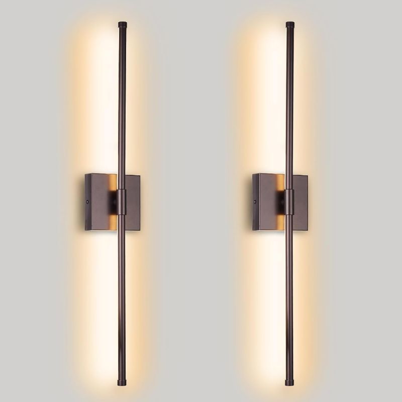 Photo 1 of Modern LED Wall Sconces Set of Two, Hardwired Wall Sconces, 3000K Warm Light Wall Lamp, Wireless Wall Light Fixtures for Living Room, Bathroom, Bedroom, Oil Rubbed Bronze, 2 Pack
