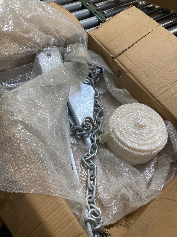 Photo 1 of 8.5Lbs Heavy Duty Boat Anchor Kit, Fluke Style Anchor Kit with Anchor Chain and Boat Anchor Rope Set for Boats Pontoon, Deck, Sail, Fishing, Portable Hot Dipped Galvanized Fluke Style Anchor
