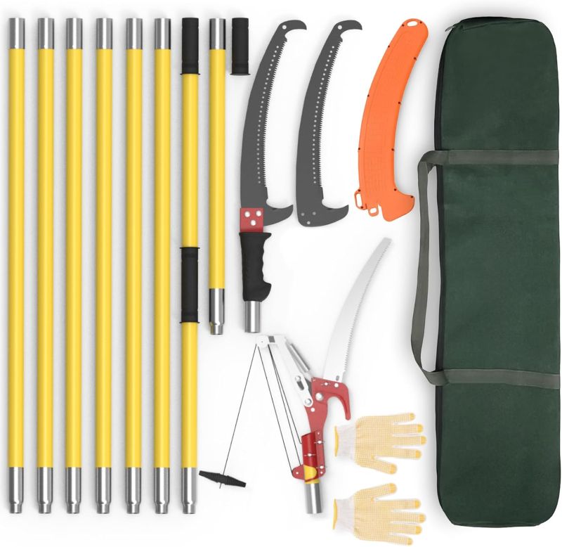 Photo 1 of Pole Saws for Tree Trimming, 7.3-27 ft Extendable Tree Trimmers Long Handle Pruner, Sharp Steel Blade and Scissors High Branches Trimming, Tree Pruner, Tree Saw

