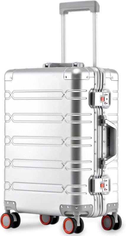 Photo 1 of All Aluminum Carry On Luggage 22x14x9 Premium Aluminum Suitcase with Spinner Wheels, silver 20inch