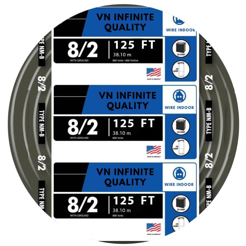 Photo 1 of 8/2 NM-B Nonmetallic with Ground Sheathed Cable Residential Indoor Wire (125 ft)