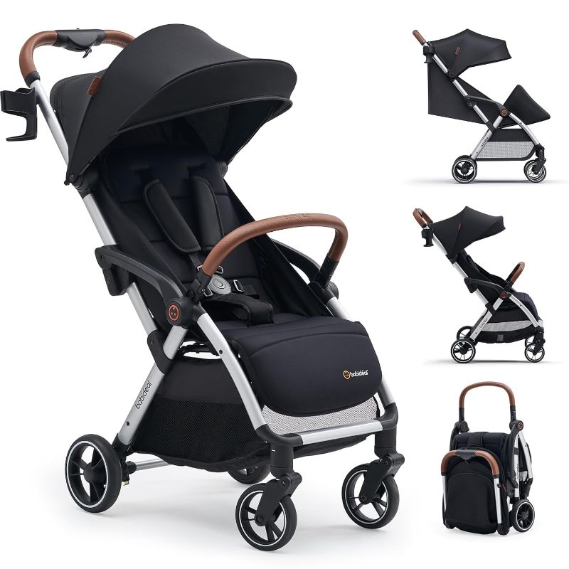 Photo 1 of Lightweight Travel Stroller for Baby, Self-Folding Toddler Stroller with Large Canopy, Full-Reclining Seat, Cup Holder Included - Newborn to 50lbs.

