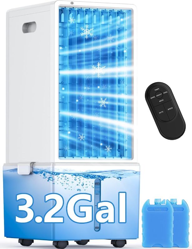 Photo 1 of 4-IN-1 Windowless Air Conditioner w/3.2-Gal Tank for 24H Cooling, 4 Wind Speeds & 4 Modes, LED Touch Screen, Waterless Alert System & 12H Timer, Remote, Portable Air Conditioners for Bedroom
