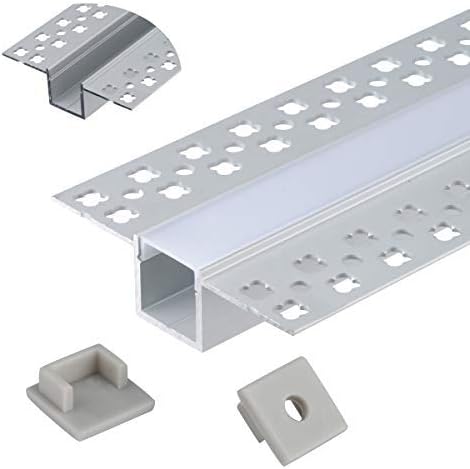 Photo 1 of Plaster-in Trimless LED Aluminum Channel 6-Pack 1m/3.3ft with Flange for LED Strip Installation, Drywall Aluminum Profile with Clip-in Diffuser and End Caps
