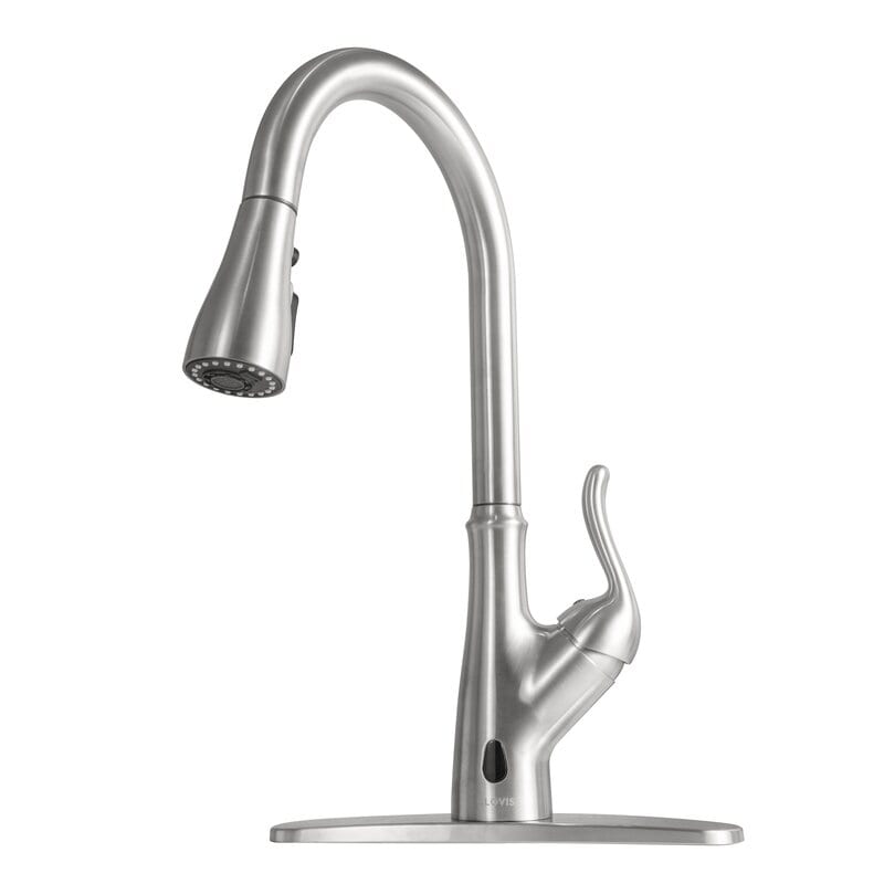 Photo 1 of Pull Down Touchless Single Handle Kitchen Faucet with MotionSense Brushed Nickel Brushed
