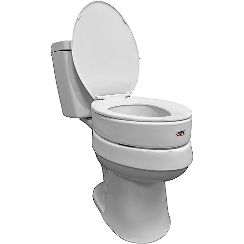 Photo 1 of Carex Toilet Seat Riser, Elongated Raised Toilet Seat Adds 3.5 Inches to Toilet Height, for Assistance Bending or Sitting, 300 Pound Weight Capacity T
